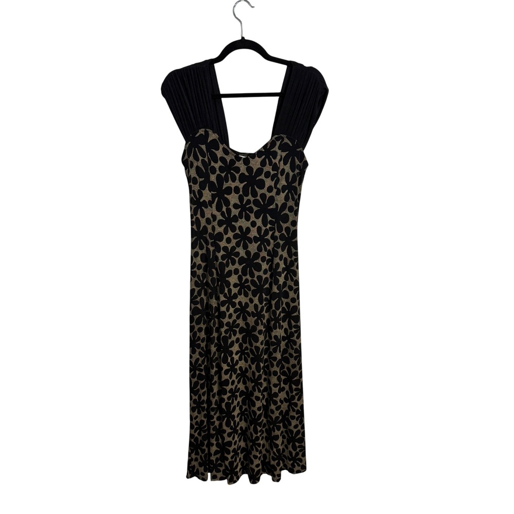 Vintage 90's Green Box Floral Maxi Dress L Made USA‎ Romantic Dark Fairy Garden
